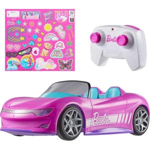 imageHot Wheels Barbie RC Toy Car RemoteControl Pink Convertible Can Hold 2 Barbie Fashion Dolls ampamp Trunk Opens for Storage Sticker Sheet for CustomizingConvertible