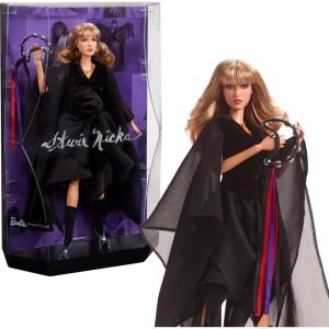 imageBarbie Music Series Doll Stevie Nicks Collectible Wearing Velvety Black Dress with Tambourine Accessory ampamp Doll Stand