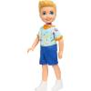imageBarbie Chelsea Doll Small Boy Doll Wearing Removable OnePiece with Dinosaur Print ampamp White Shoes Blond Hair ampamp Blue EyesBoy  Dinosaur Print