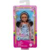 imageBarbie Chelsea Doll Small Boy Doll Wearing Removable OnePiece with Dinosaur Print ampamp White Shoes Blond Hair ampamp Blue EyesGirl  Blue Dress