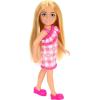 imageBarbie Chelsea Doll Small Boy Doll Wearing Removable OnePiece with Dinosaur Print ampamp White Shoes Blond Hair ampamp Blue EyesGirl  Pink Dress