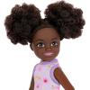 imageBarbie Chelsea Doll Small Boy Doll Wearing Removable OnePiece with Dinosaur Print ampamp White Shoes Blond Hair ampamp Blue EyesGirl  Purple Dress