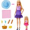 imageBarbie Family ampamp Friends Dolls ampamp Accessories Playset PicnicThemed Playset with Fashion ampamp Small Dolls Plus 9 Pieces Including Food