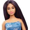 imageBarbie Fashionistas Doll 231 with Purple Hair Wearing Strapless Denim ButterflyPrint Dress with Pink Belt and Boots