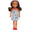 imageBarbie Chelsea Doll Small Boy Doll Wearing Removable OnePiece with Dinosaur Print ampamp White Shoes Blond Hair ampamp Blue EyesGirl  Blue Dress
