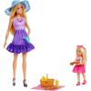 imageBarbie Family ampamp Friends Dolls ampamp Accessories Playset PicnicThemed Playset with Fashion ampamp Small Dolls Plus 9 Pieces Including Food