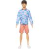 imageBarbie Fashionistas Ken Doll 219 with Slender Body Wearing a Removable LongSleeve Pink ampamp Blue Patterned Shirt with Shorts