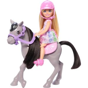 imageBarbie Chelsea Doll ampamp Toy Horse Set Includes Helmet Accessory ampamp Saddle Small Doll Bends at Knees to Ride Gray Pony