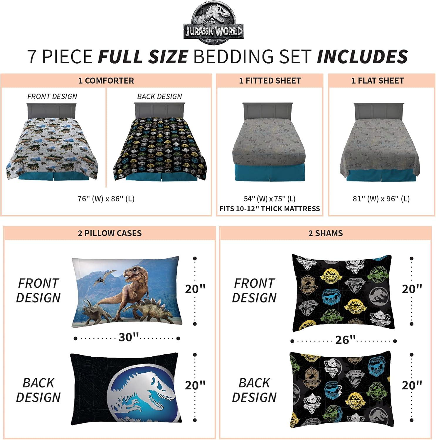 imageFranco Barbie Barbiecore Bedding Super Soft Comforter and Sheet Set with Sham 7 Piece Full Size Official Licensed ProductJurassic World