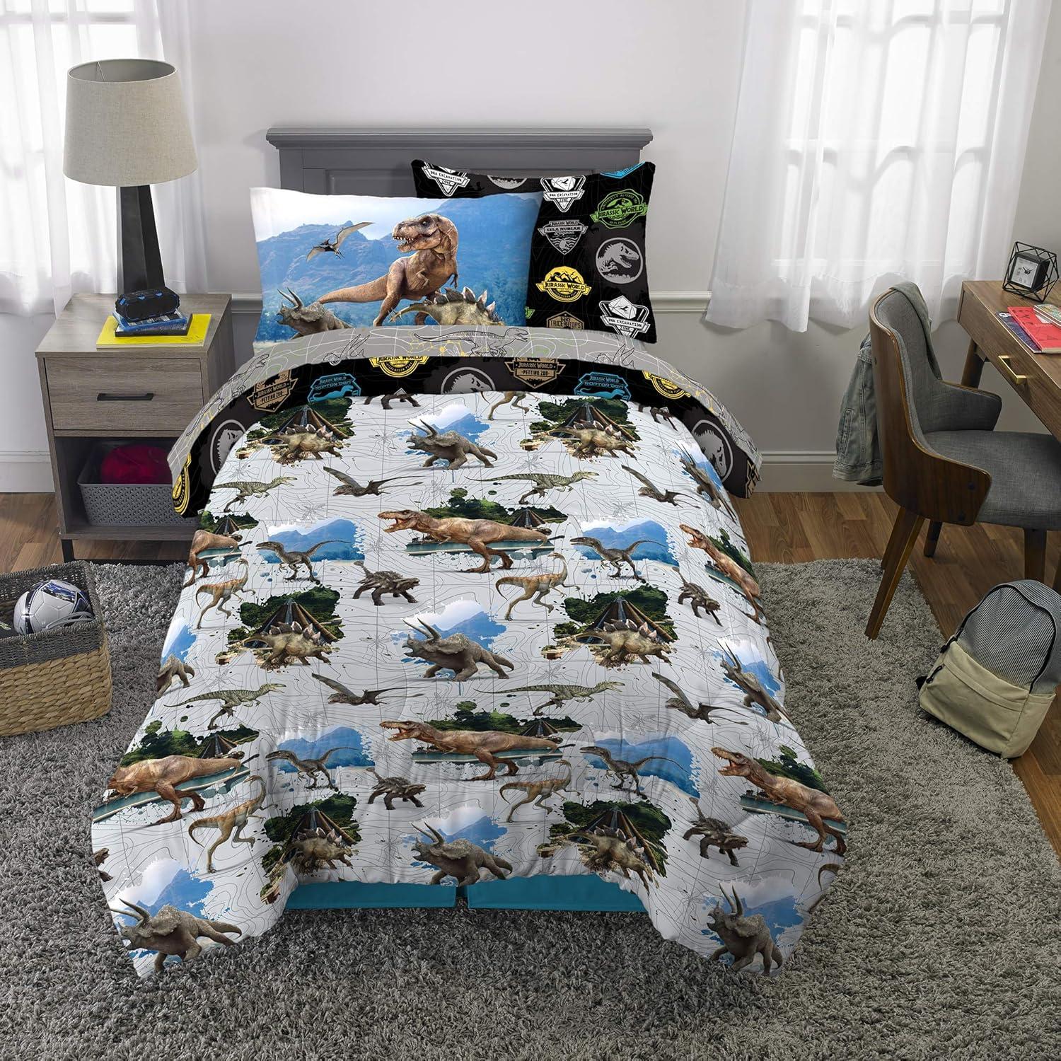 imageFranco Barbie Barbiecore Bedding Super Soft Comforter and Sheet Set with Sham 7 Piece Full Size Official Licensed ProductJurassic World