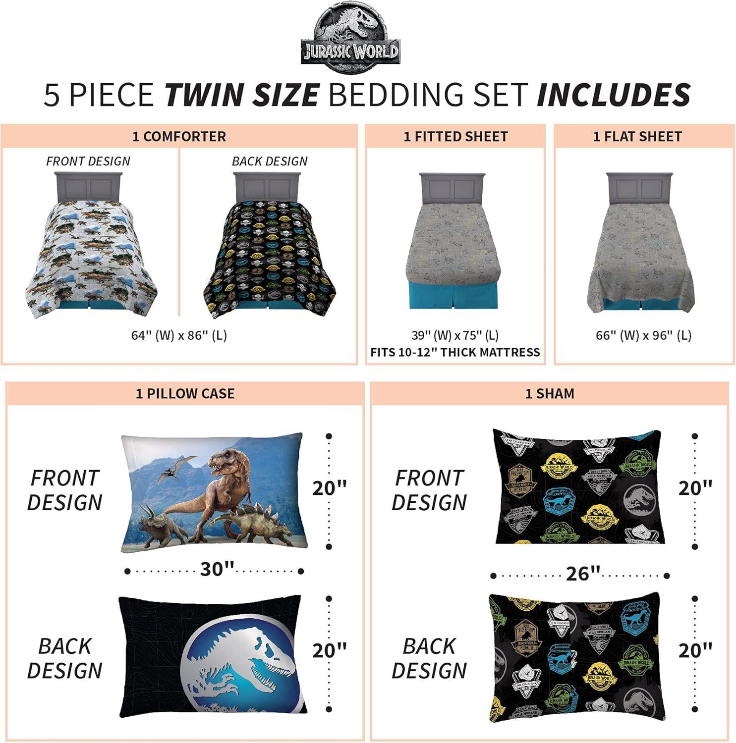 imageFranco Barbie Barbiecore Bedding Super Soft Comforter and Sheet Set with Sham 7 Piece Full Size Official Licensed ProductJurassic World