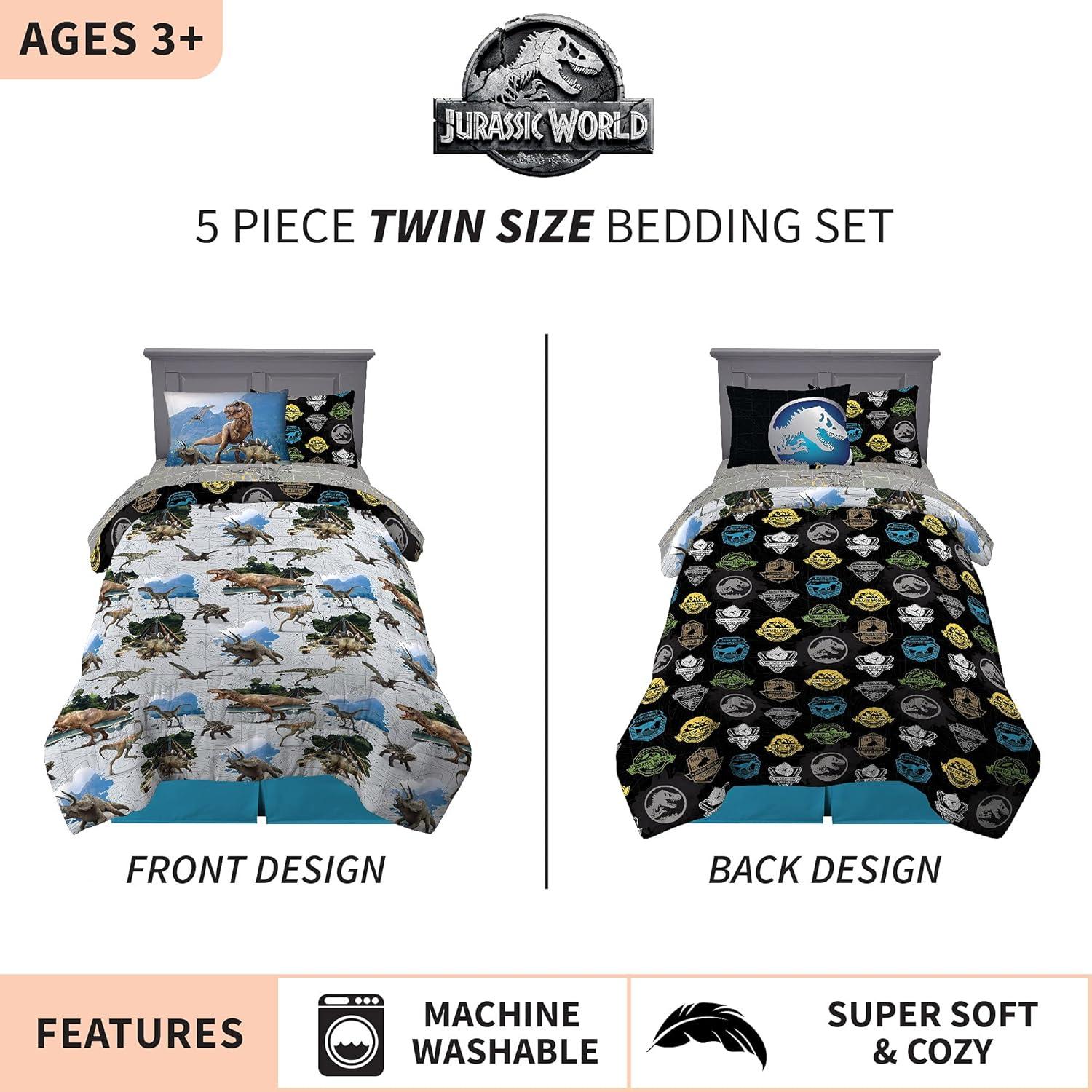 imageFranco Barbie Barbiecore Bedding Super Soft Comforter and Sheet Set with Sham 7 Piece Full Size Official Licensed ProductJurassic World
