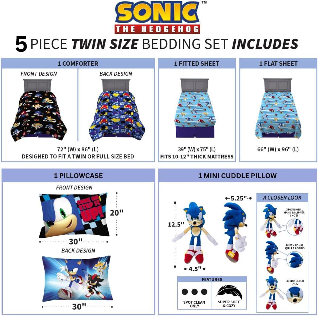 imageFranco Barbie Barbiecore Bedding Super Soft Comforter and Sheet Set with Sham 7 Piece Full Size Official Licensed ProductSonic the Hedgehog
