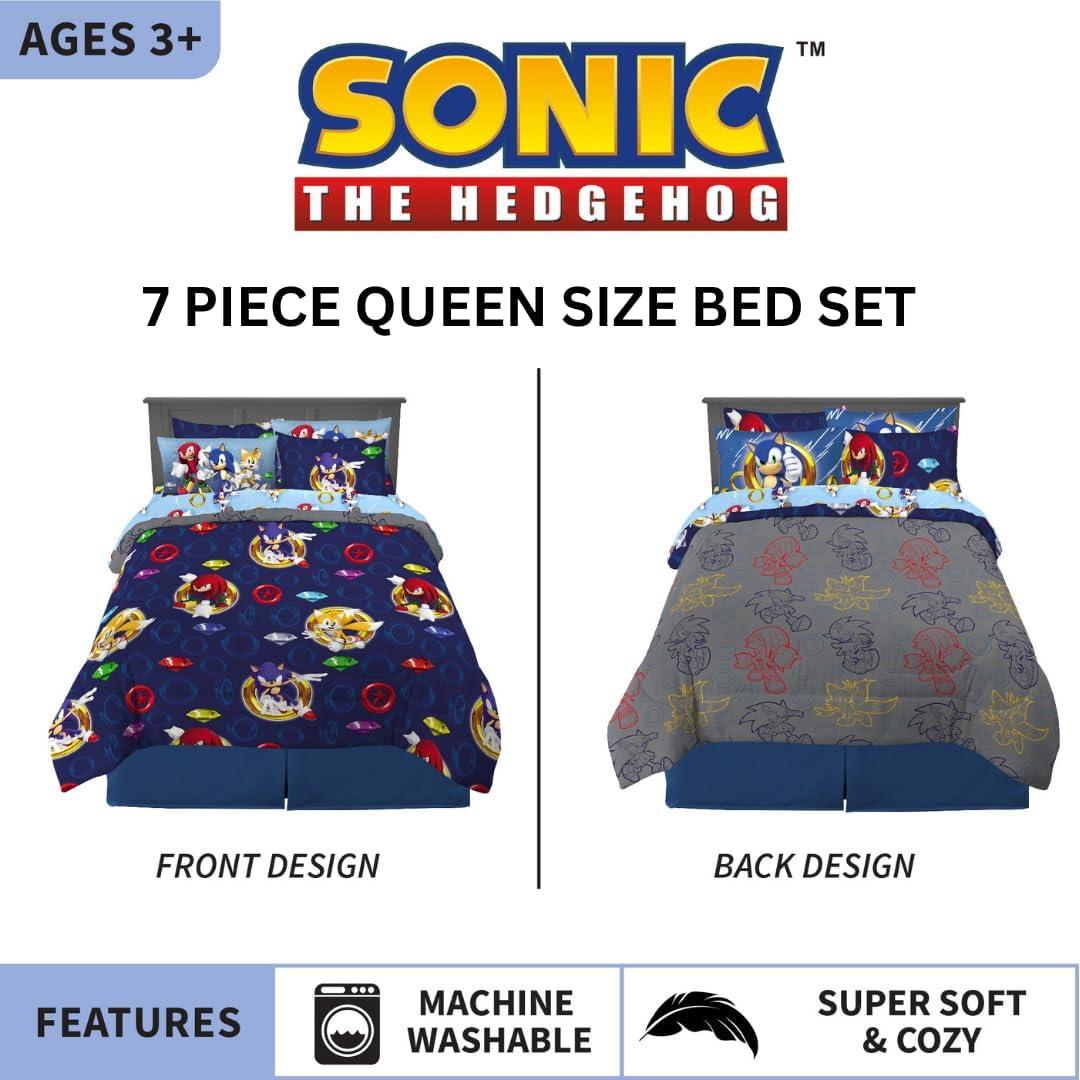 imageFranco Barbie Barbiecore Bedding Super Soft Comforter and Sheet Set with Sham 7 Piece Full Size Official Licensed ProductSonic the Hedgehog
