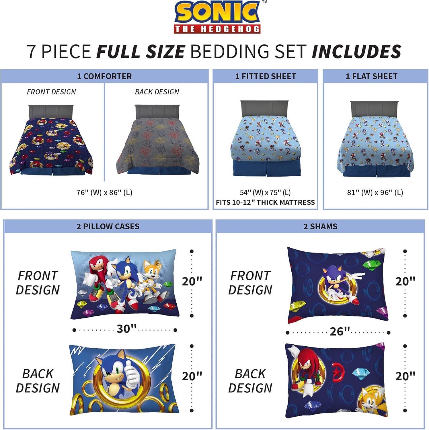 imageFranco Barbie Barbiecore Bedding Super Soft Comforter and Sheet Set with Sham 7 Piece Full Size Official Licensed ProductSonic the Hedgehog