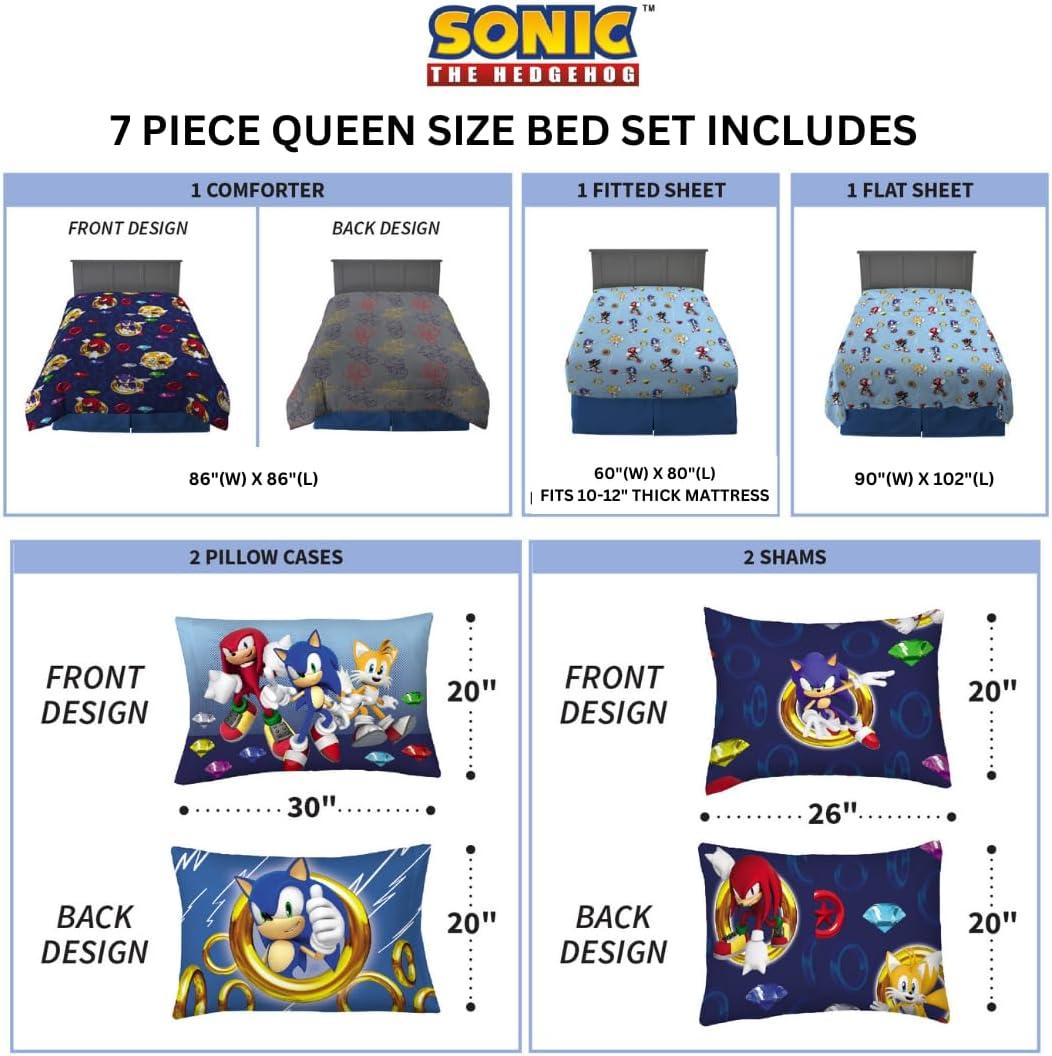 imageFranco Barbie Barbiecore Bedding Super Soft Comforter and Sheet Set with Sham 7 Piece Full Size Official Licensed ProductSonic the Hedgehog