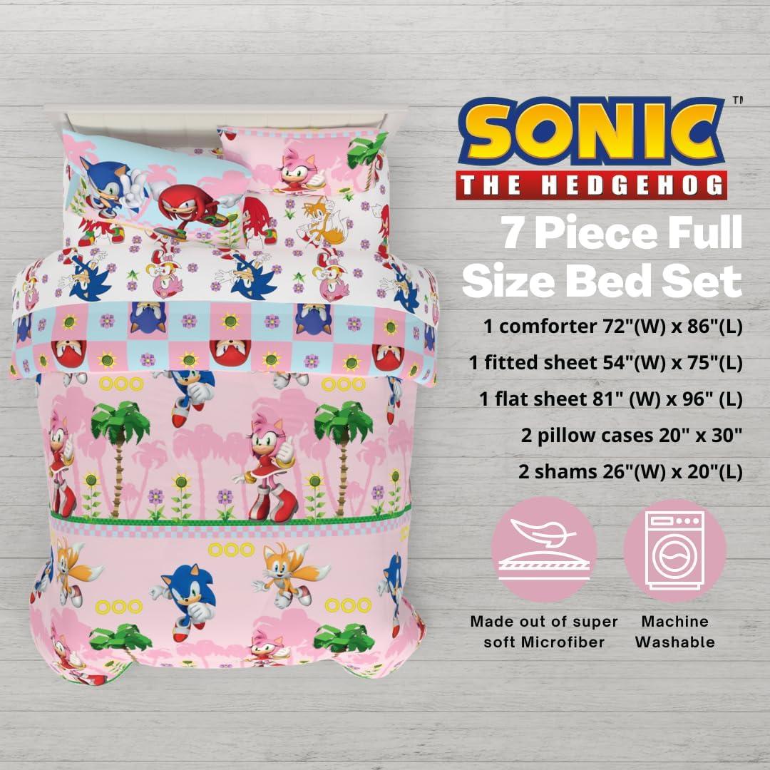 imageFranco Barbie Barbiecore Bedding Super Soft Comforter and Sheet Set with Sham 7 Piece Full Size Official Licensed ProductSonic the Hedgehog Girl