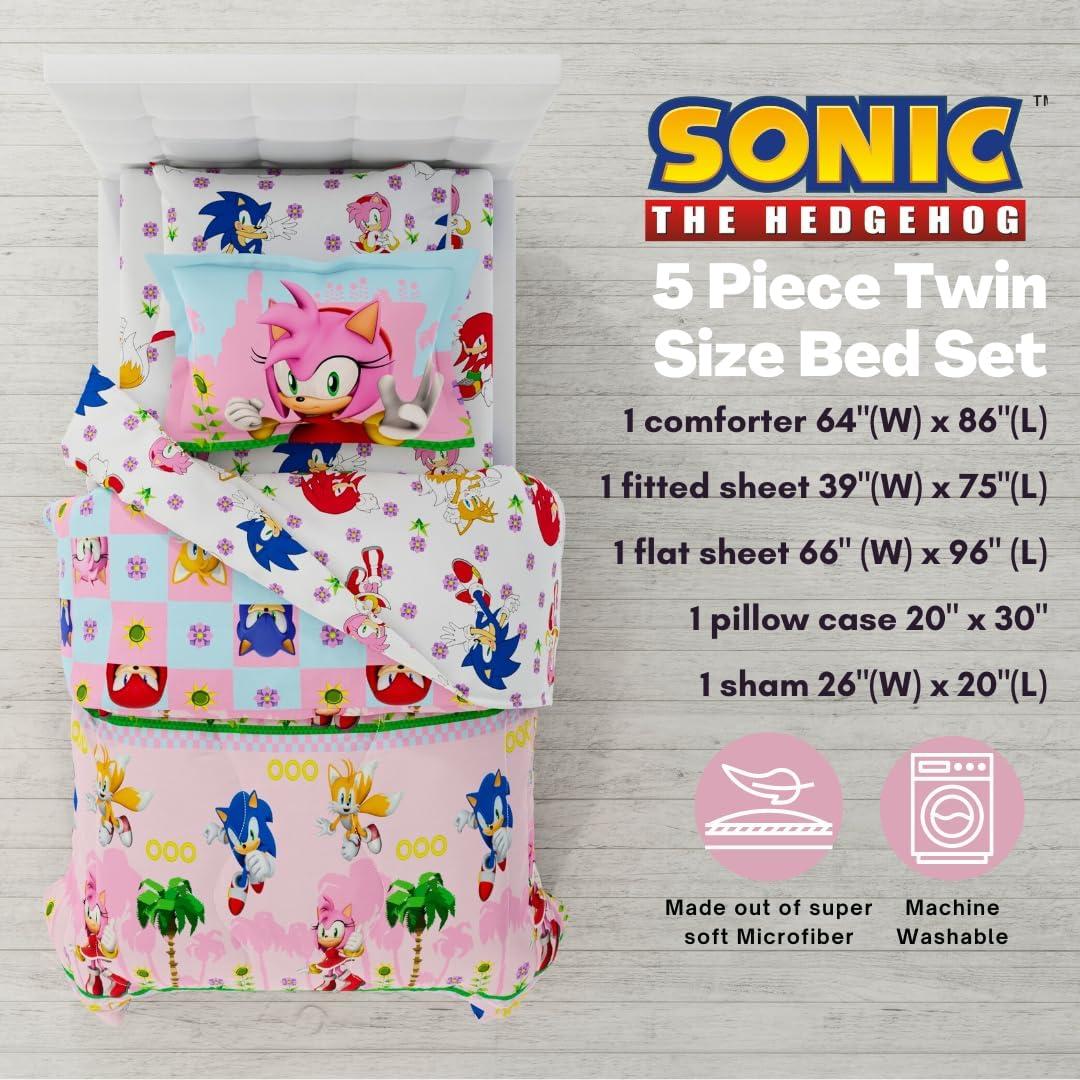 imageFranco Barbie Barbiecore Bedding Super Soft Comforter and Sheet Set with Sham 7 Piece Full Size Official Licensed ProductSonic the Hedgehog Girl