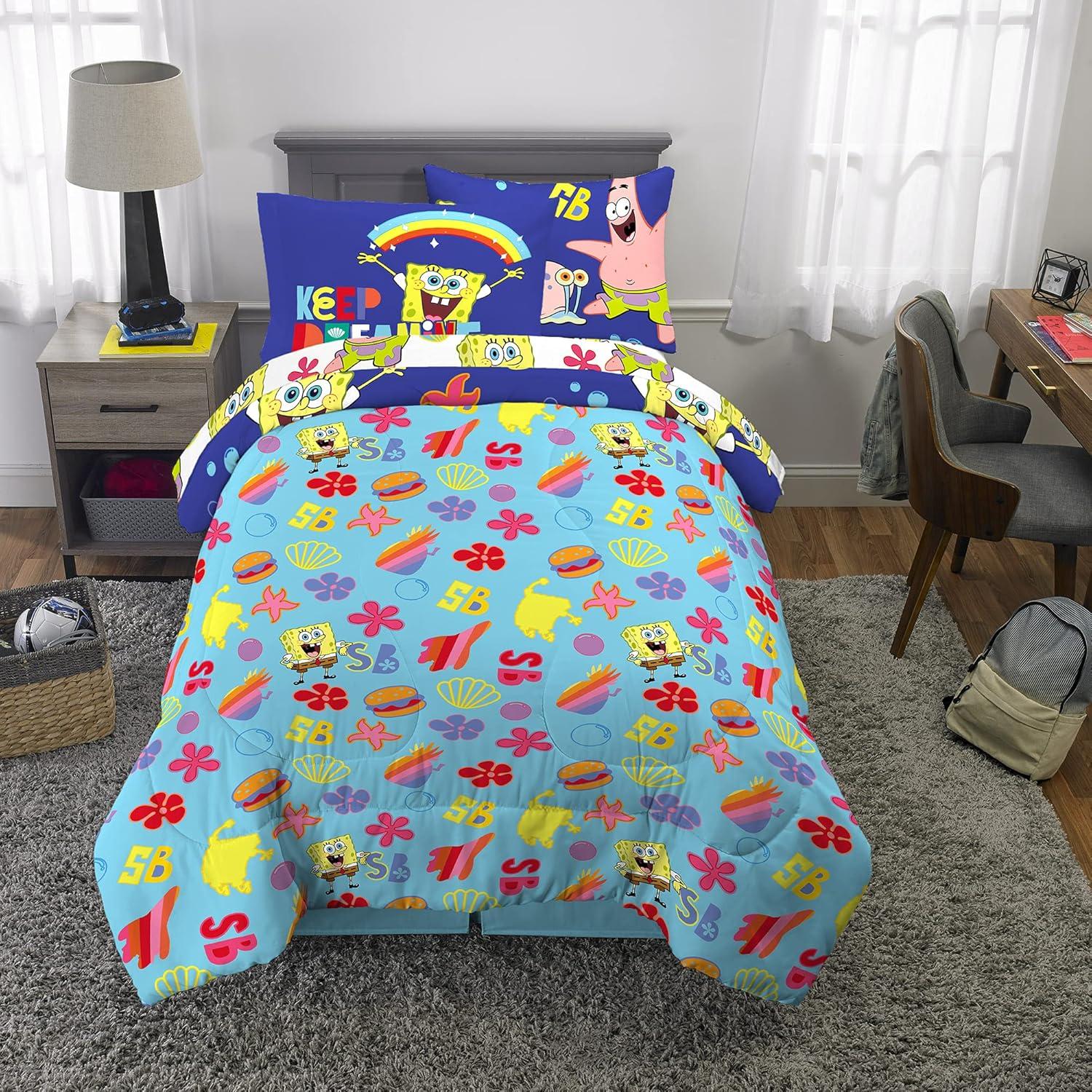 imageFranco Barbie Barbiecore Bedding Super Soft Comforter and Sheet Set with Sham 7 Piece Full Size Official Licensed ProductSpongebob Squarepants