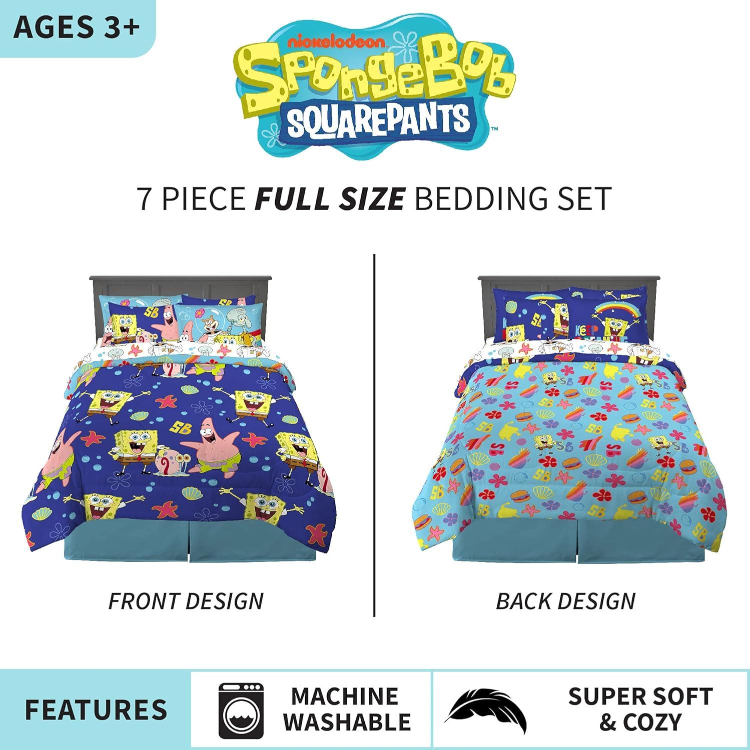 imageFranco Barbie Barbiecore Bedding Super Soft Comforter and Sheet Set with Sham 7 Piece Full Size Official Licensed ProductSpongebob Squarepants