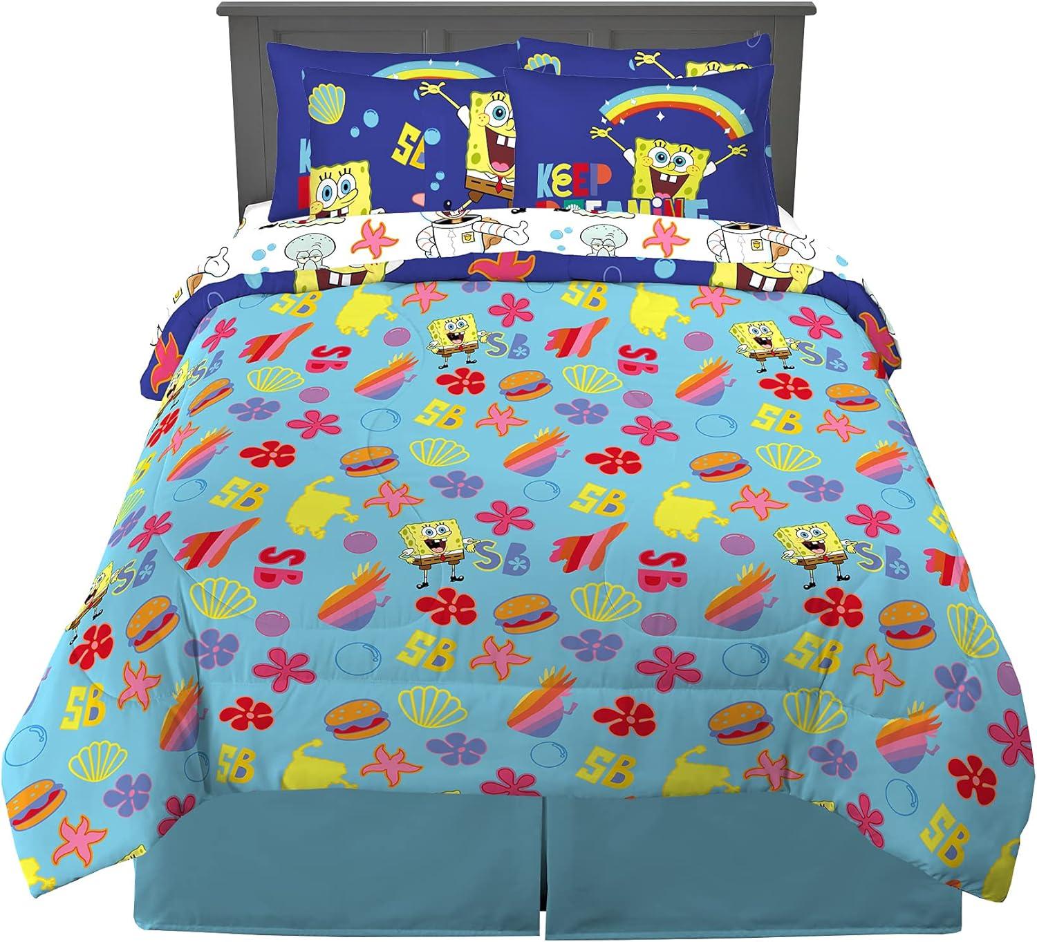 imageFranco Barbie Barbiecore Bedding Super Soft Comforter and Sheet Set with Sham 7 Piece Full Size Official Licensed ProductSpongebob Squarepants