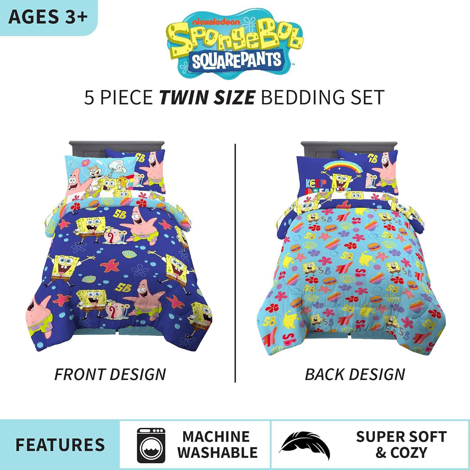 imageFranco Barbie Barbiecore Bedding Super Soft Comforter and Sheet Set with Sham 7 Piece Full Size Official Licensed ProductSpongebob Squarepants