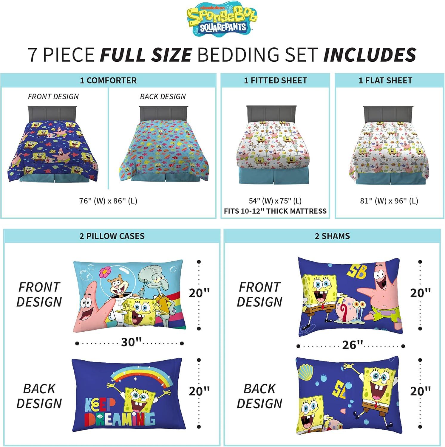 imageFranco Barbie Barbiecore Bedding Super Soft Comforter and Sheet Set with Sham 7 Piece Full Size Official Licensed ProductSpongebob Squarepants