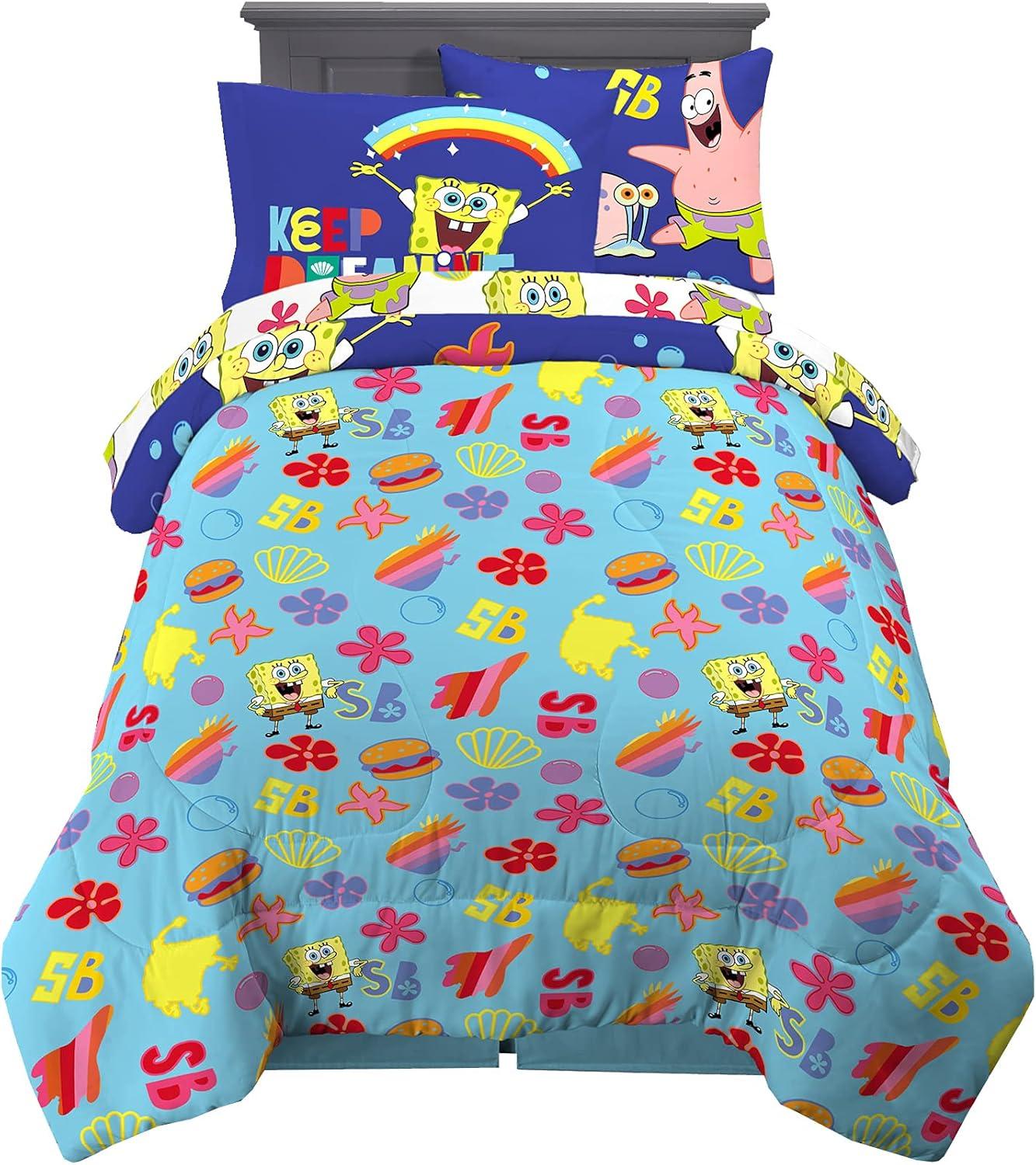 imageFranco Barbie Barbiecore Bedding Super Soft Comforter and Sheet Set with Sham 7 Piece Full Size Official Licensed ProductSpongebob Squarepants