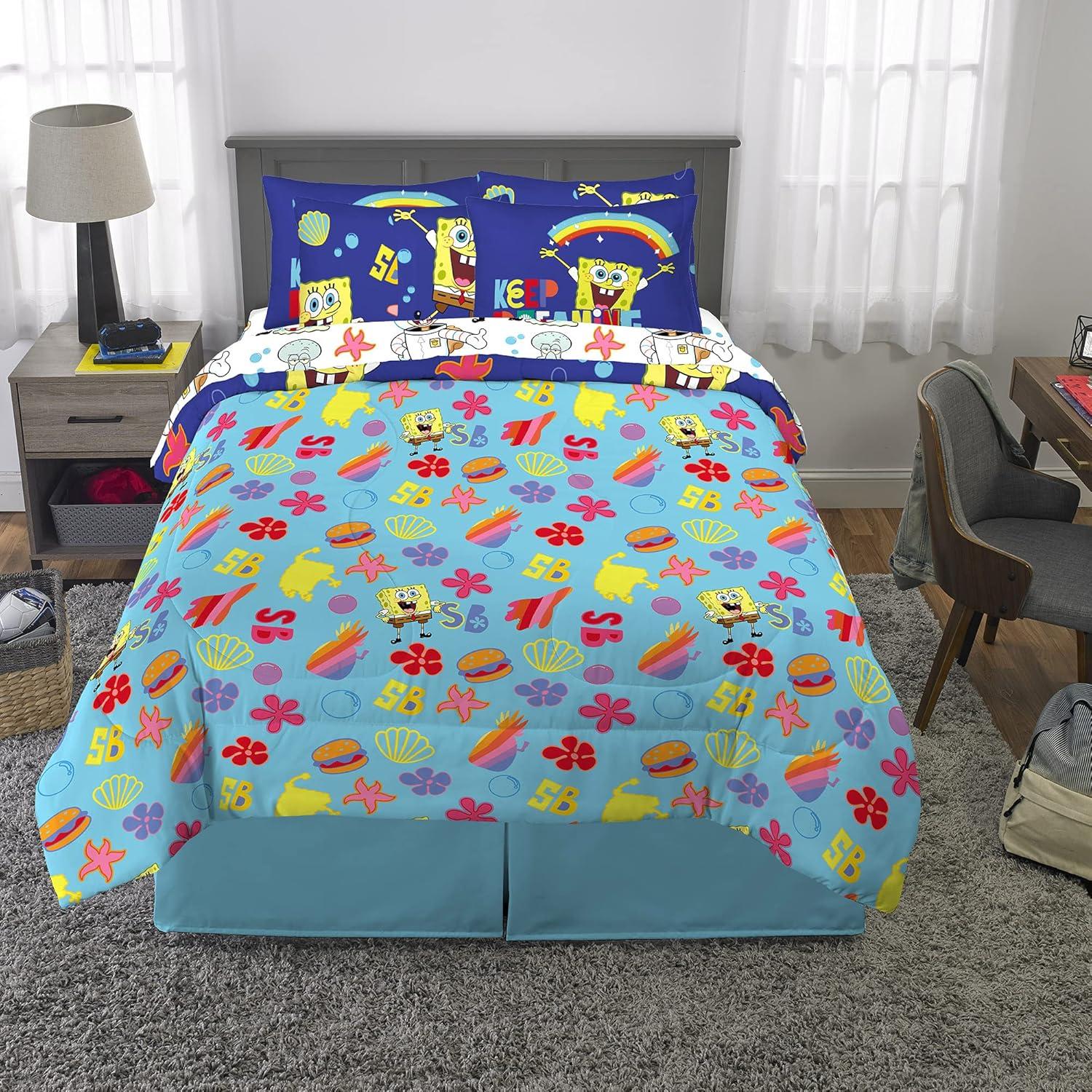 imageFranco Barbie Barbiecore Bedding Super Soft Comforter and Sheet Set with Sham 7 Piece Full Size Official Licensed ProductSpongebob Squarepants