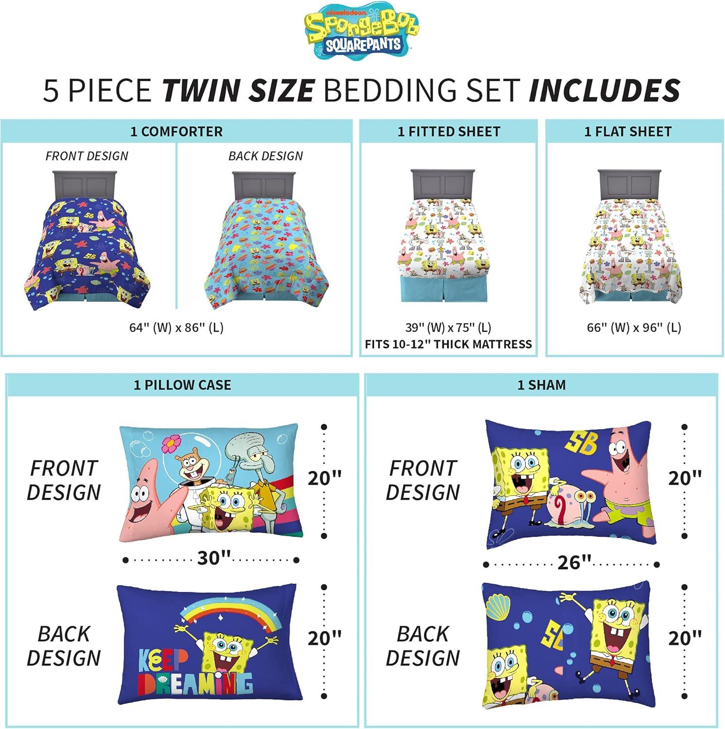 imageFranco Barbie Barbiecore Bedding Super Soft Comforter and Sheet Set with Sham 7 Piece Full Size Official Licensed ProductSpongebob Squarepants