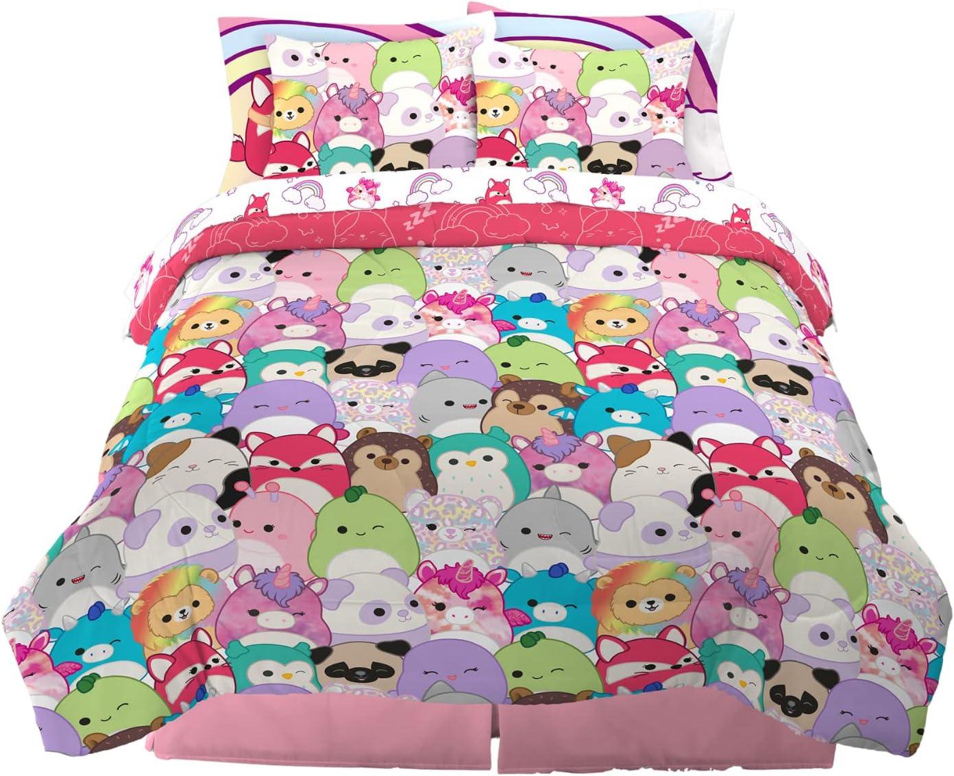 imageFranco Barbie Barbiecore Bedding Super Soft Comforter and Sheet Set with Sham 7 Piece Full Size Official Licensed ProductSquishmallows