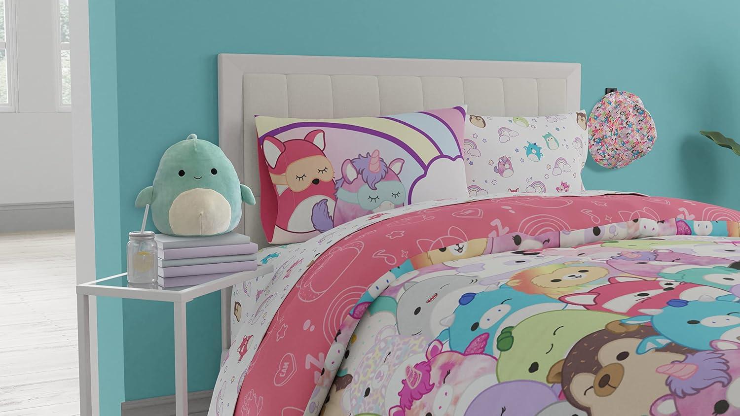 imageFranco Barbie Barbiecore Bedding Super Soft Comforter and Sheet Set with Sham 7 Piece Full Size Official Licensed ProductSquishmallows