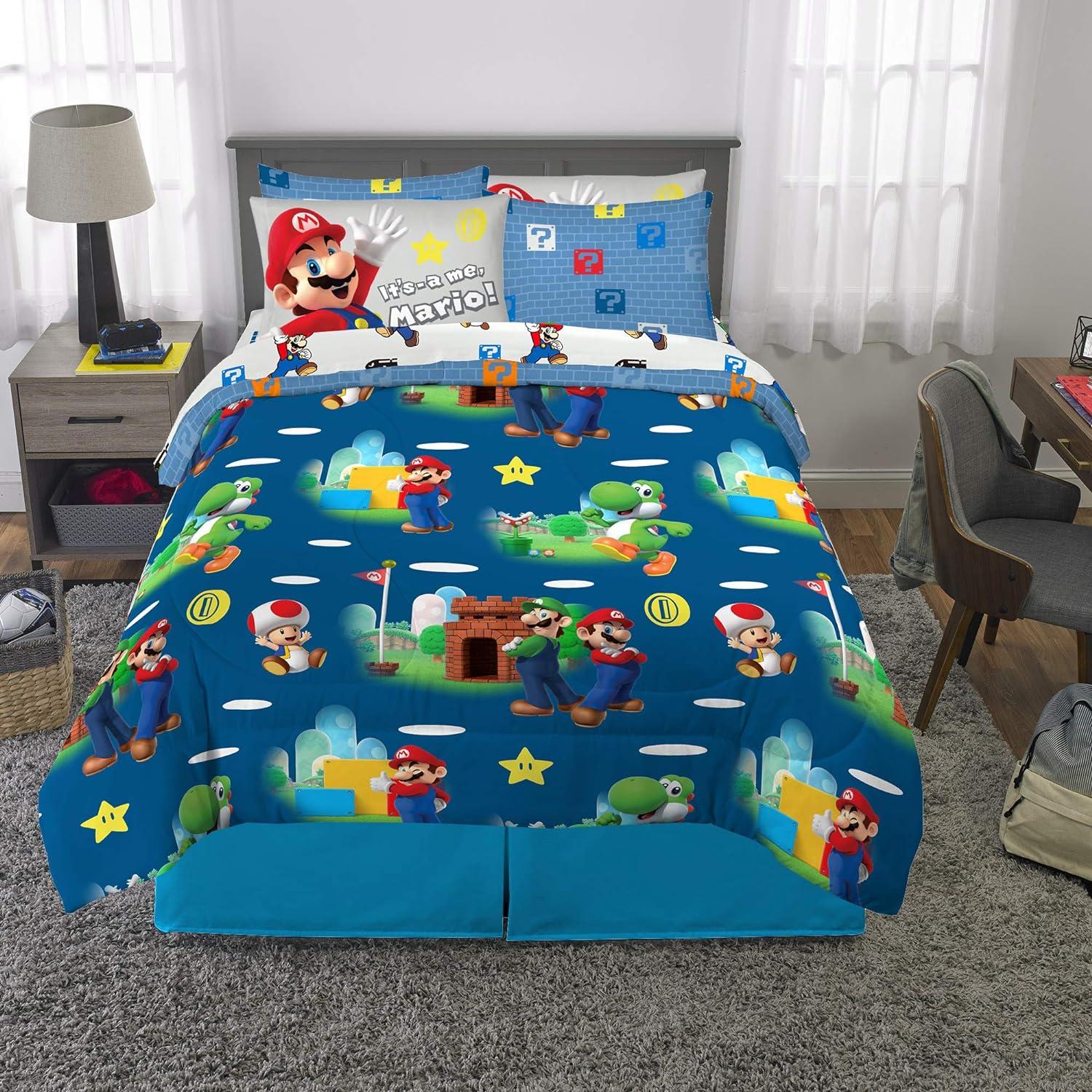 imageFranco Barbie Barbiecore Bedding Super Soft Comforter and Sheet Set with Sham 7 Piece Full Size Official Licensed ProductSuper Mario