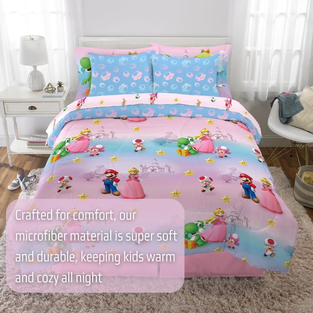 imageFranco Barbie Barbiecore Bedding Super Soft Comforter and Sheet Set with Sham 7 Piece Full Size Official Licensed ProductSuper Mario Girl