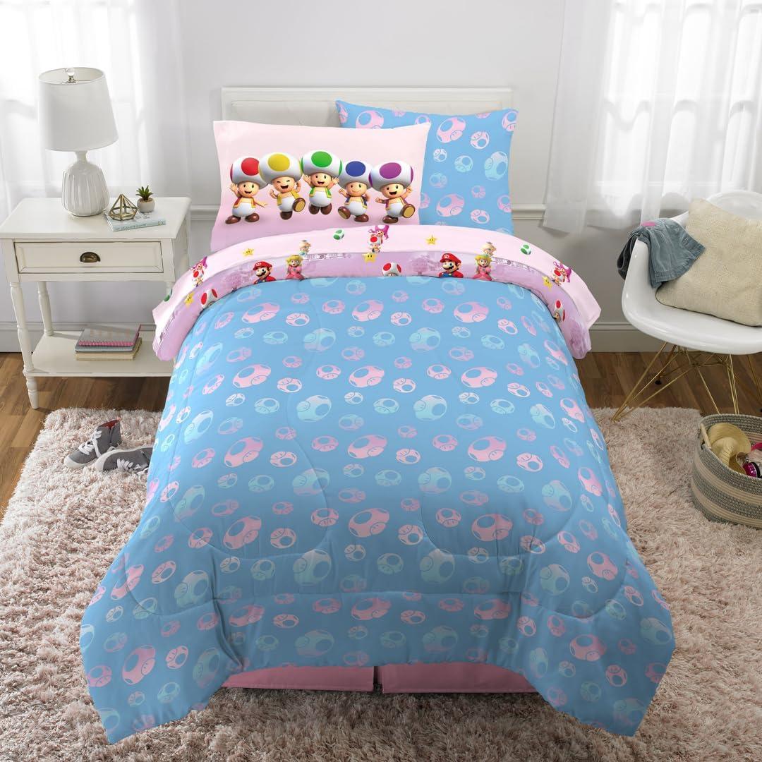 imageFranco Barbie Barbiecore Bedding Super Soft Comforter and Sheet Set with Sham 7 Piece Full Size Official Licensed ProductSuper Mario Girl