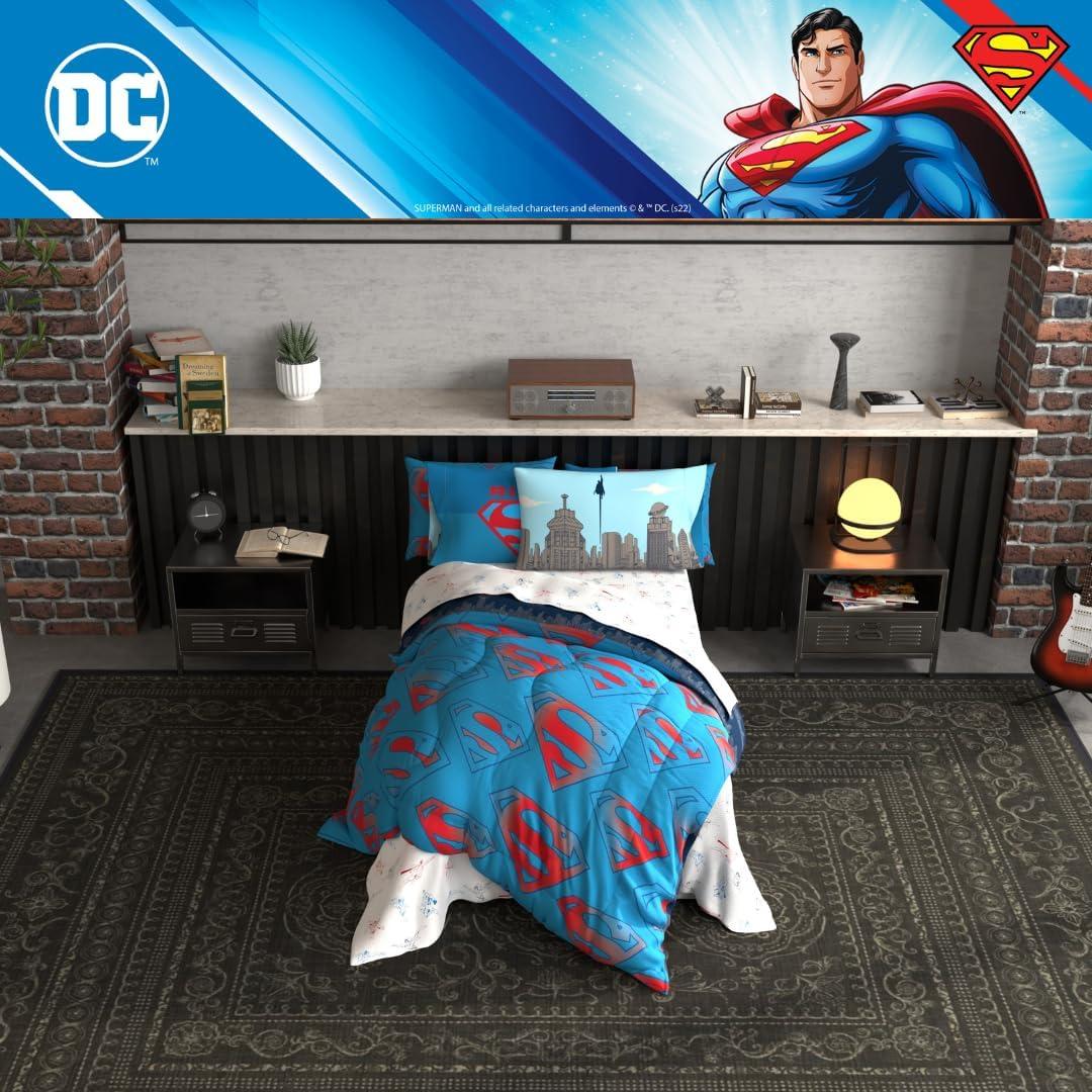 imageFranco Barbie Barbiecore Bedding Super Soft Comforter and Sheet Set with Sham 7 Piece Full Size Official Licensed ProductSuperman