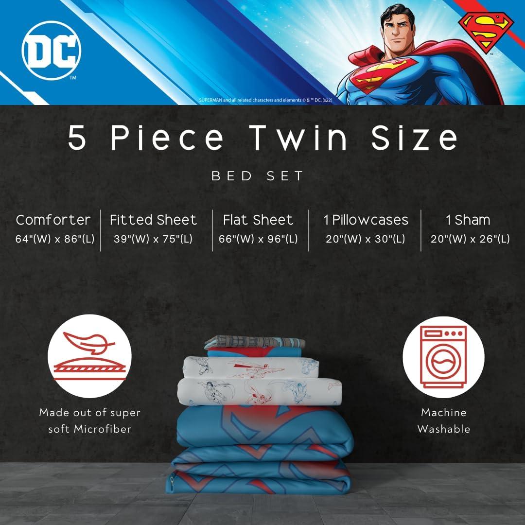 imageFranco Barbie Barbiecore Bedding Super Soft Comforter and Sheet Set with Sham 7 Piece Full Size Official Licensed ProductSuperman