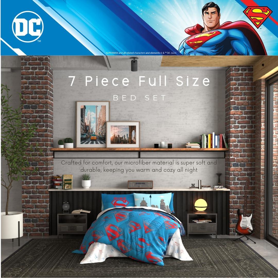 imageFranco Barbie Barbiecore Bedding Super Soft Comforter and Sheet Set with Sham 7 Piece Full Size Official Licensed ProductSuperman