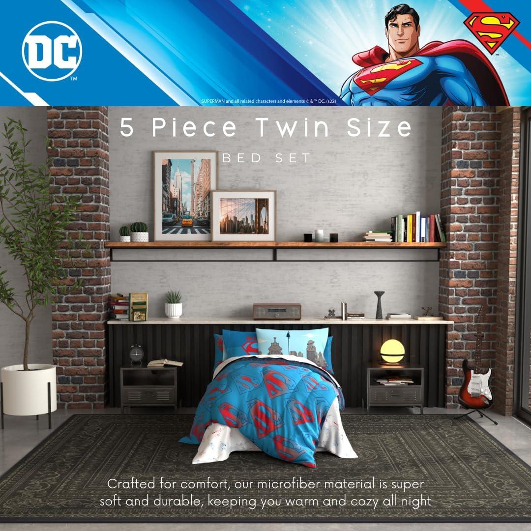 imageFranco Barbie Barbiecore Bedding Super Soft Comforter and Sheet Set with Sham 7 Piece Full Size Official Licensed ProductSuperman
