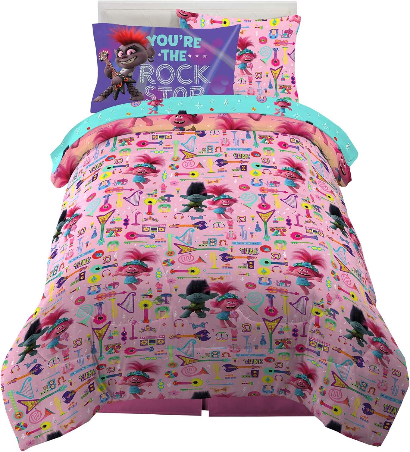 imageFranco Barbie Barbiecore Bedding Super Soft Comforter and Sheet Set with Sham 7 Piece Full Size Official Licensed ProductTrolls World Tour