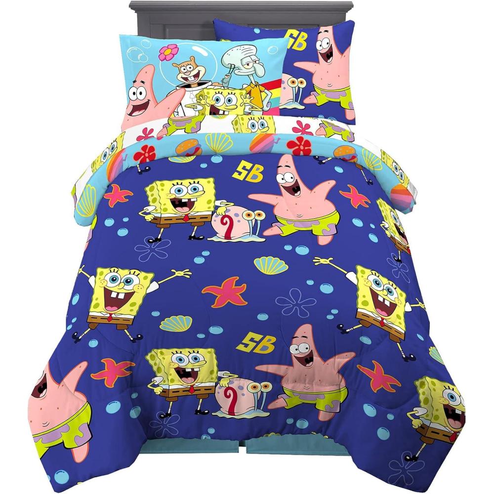 imageFranco Barbie Barbiecore Bedding Super Soft Comforter and Sheet Set with Sham 7 Piece Full Size Official Licensed ProductSpongebob Squarepants