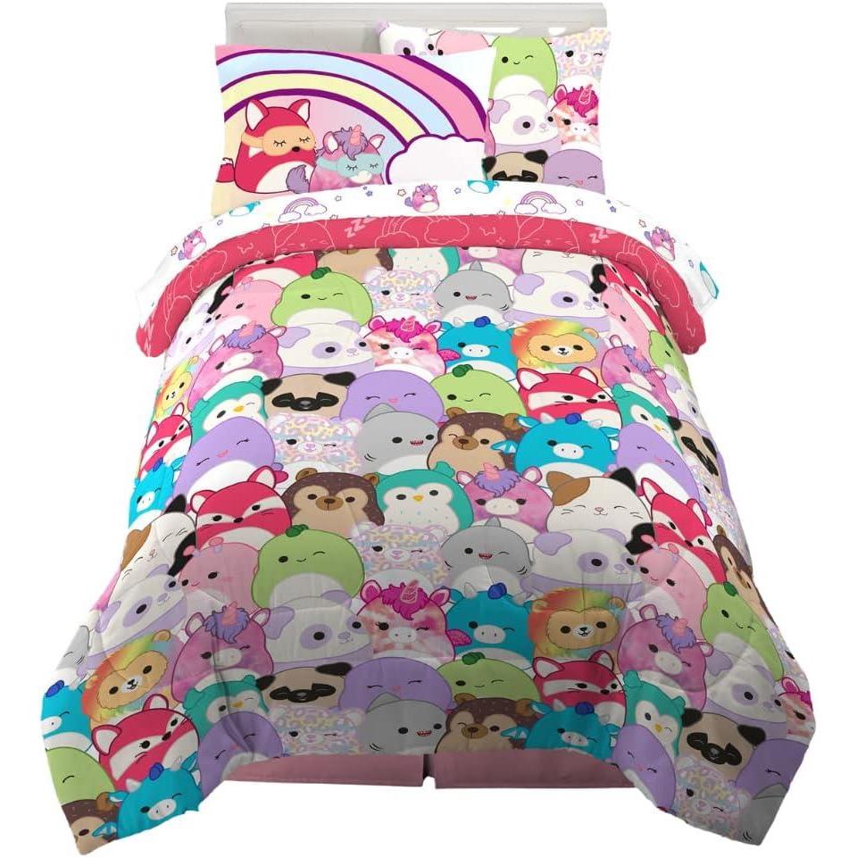 imageFranco Barbie Barbiecore Bedding Super Soft Comforter and Sheet Set with Sham 7 Piece Full Size Official Licensed ProductSquishmallows