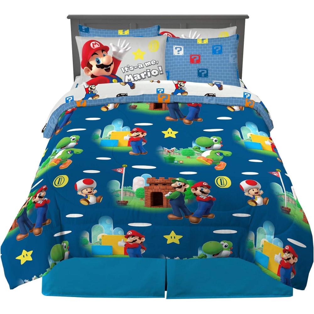 imageFranco Barbie Barbiecore Bedding Super Soft Comforter and Sheet Set with Sham 7 Piece Full Size Official Licensed ProductSuper Mario