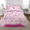 imageFranco Barbie Barbiecore Bedding Super Soft Comforter and Sheet Set with Sham 7 Piece Full Size Official Licensed ProductHello Kitty  Rainbow Garden