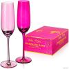 imageDragon Glassware x Barbie Champagne Flutes Glass  8 oz Pink and Magenta Crystal Champagne Glasses Set of 2  Mimosa and Cocktail DrinkwareBarbie