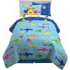 imageFranco Barbie Barbiecore Bedding Super Soft Comforter and Sheet Set with Sham 7 Piece Full Size Official Licensed ProductBaby Shark