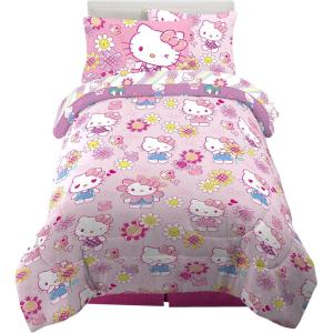 imageFranco Barbie Barbiecore Bedding Super Soft Comforter and Sheet Set with Sham 7 Piece Full Size Official Licensed ProductHello Kitty  Rainbow Garden