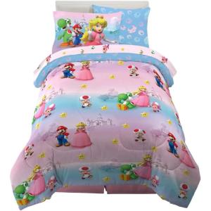 imageFranco Barbie Barbiecore Bedding Super Soft Comforter and Sheet Set with Sham 7 Piece Full Size Official Licensed ProductSuper Mario Girl