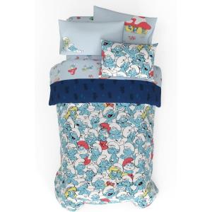 imageFranco Barbie Barbiecore Bedding Super Soft Comforter and Sheet Set with Sham 7 Piece Full Size Official Licensed ProductThe Smurfs  Blue Original