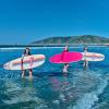 imageBarbie Signature 8ft Surfboard by Wavestorm  Graphic top Deck with high Density Slick Bottom  for Kids and Adults Foam Construction with Accessories  Leg Leash and Fin Set IncludedWhiteBarbie Surfboard